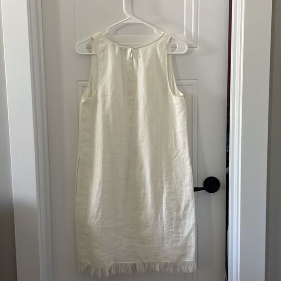 Theory Oekel Linen Drape Dress in Ivory - Picture 7 of 8